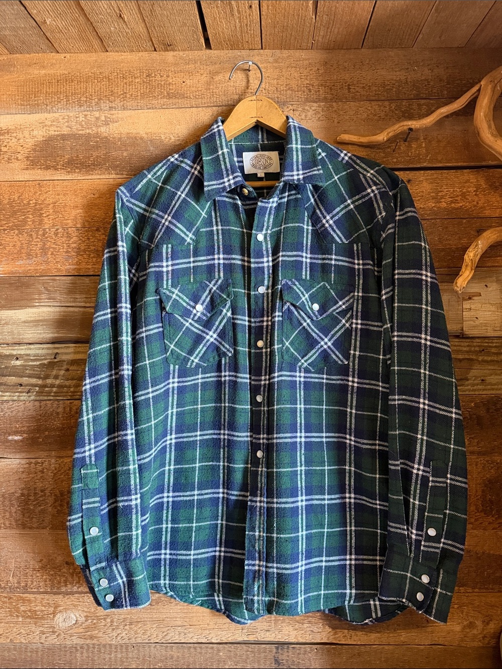 Gibson Green and Blue Plaid Button-Down Shirt
